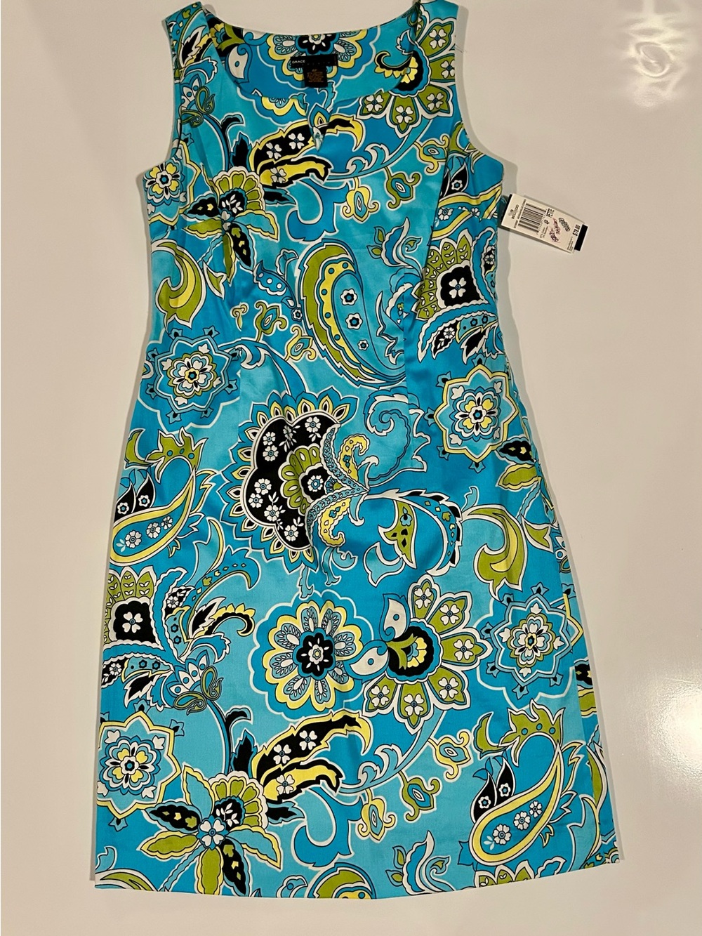 Grace Elements Bellagio Aegean Blue Combo Paisley-Print Dress, Women's 4P
